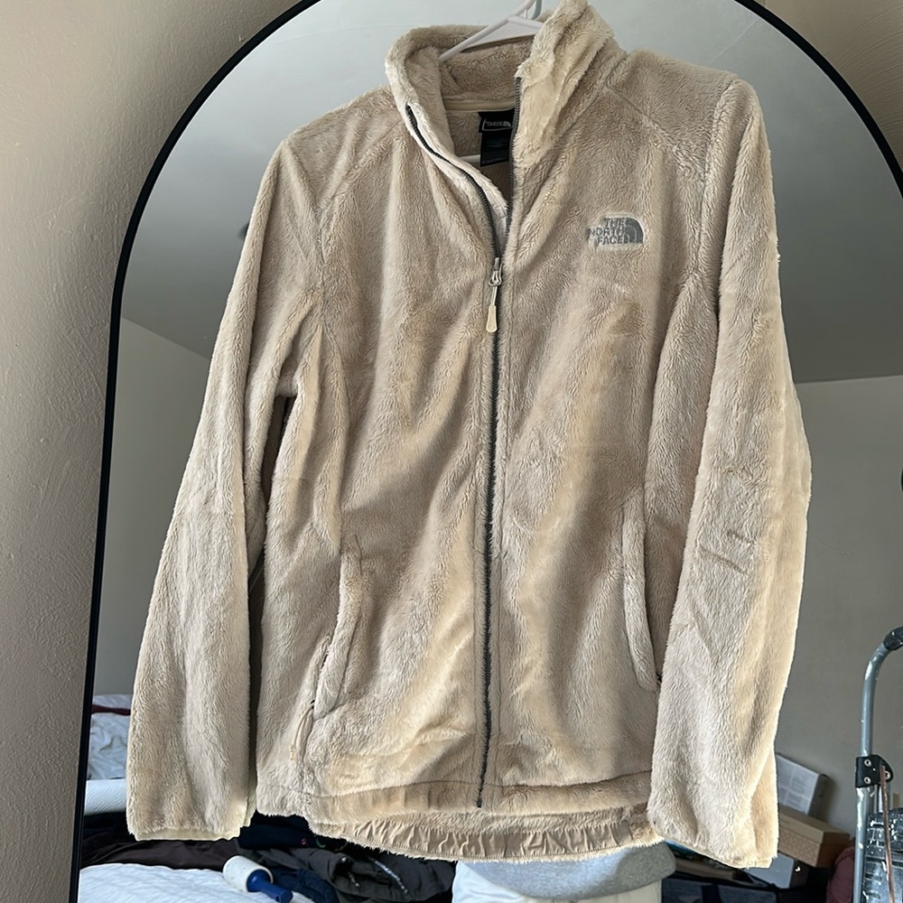 North Face Fleece Zip-up; Cream